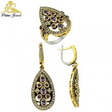 Gümüş Otantik Taşlı Set